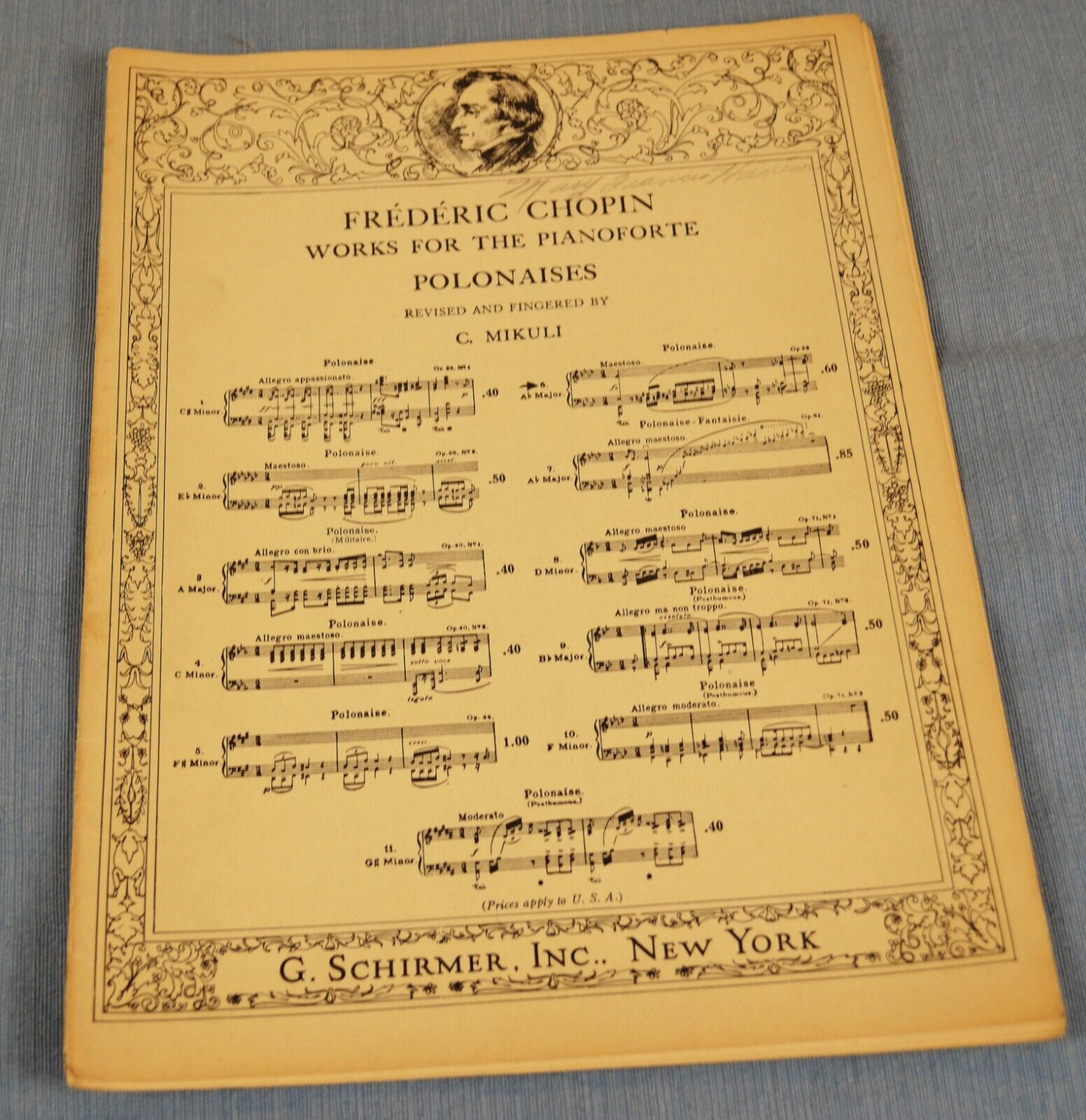 Vintage Frederic Chopin Works For The Pianoforte Polonaises G.Schirmer