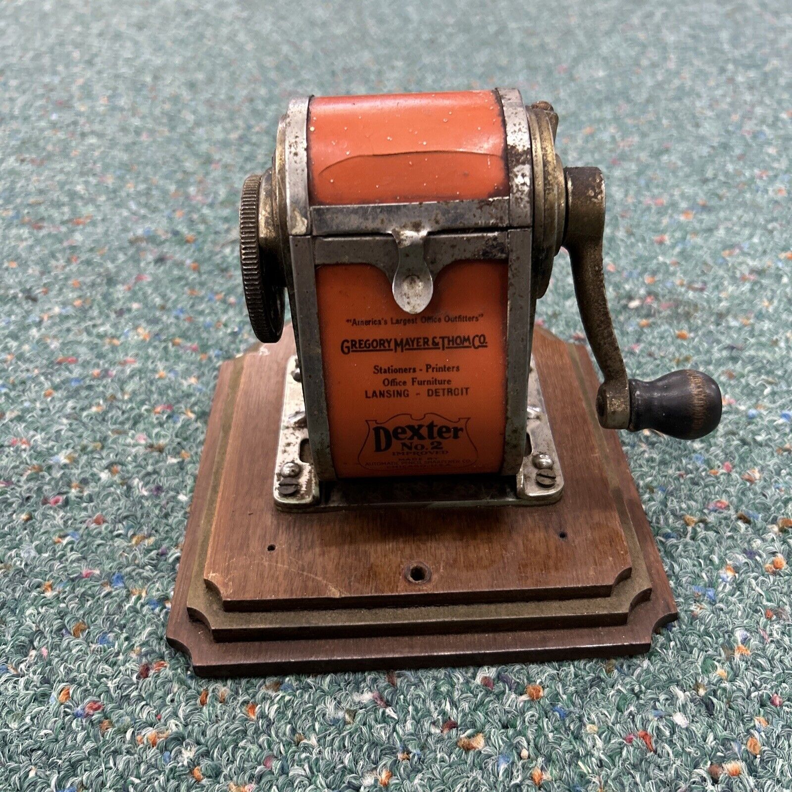 Vintage Dexter No. 2 Improved 6 Hole Automatic Pencil Sharpener Co. Chicago, USA
