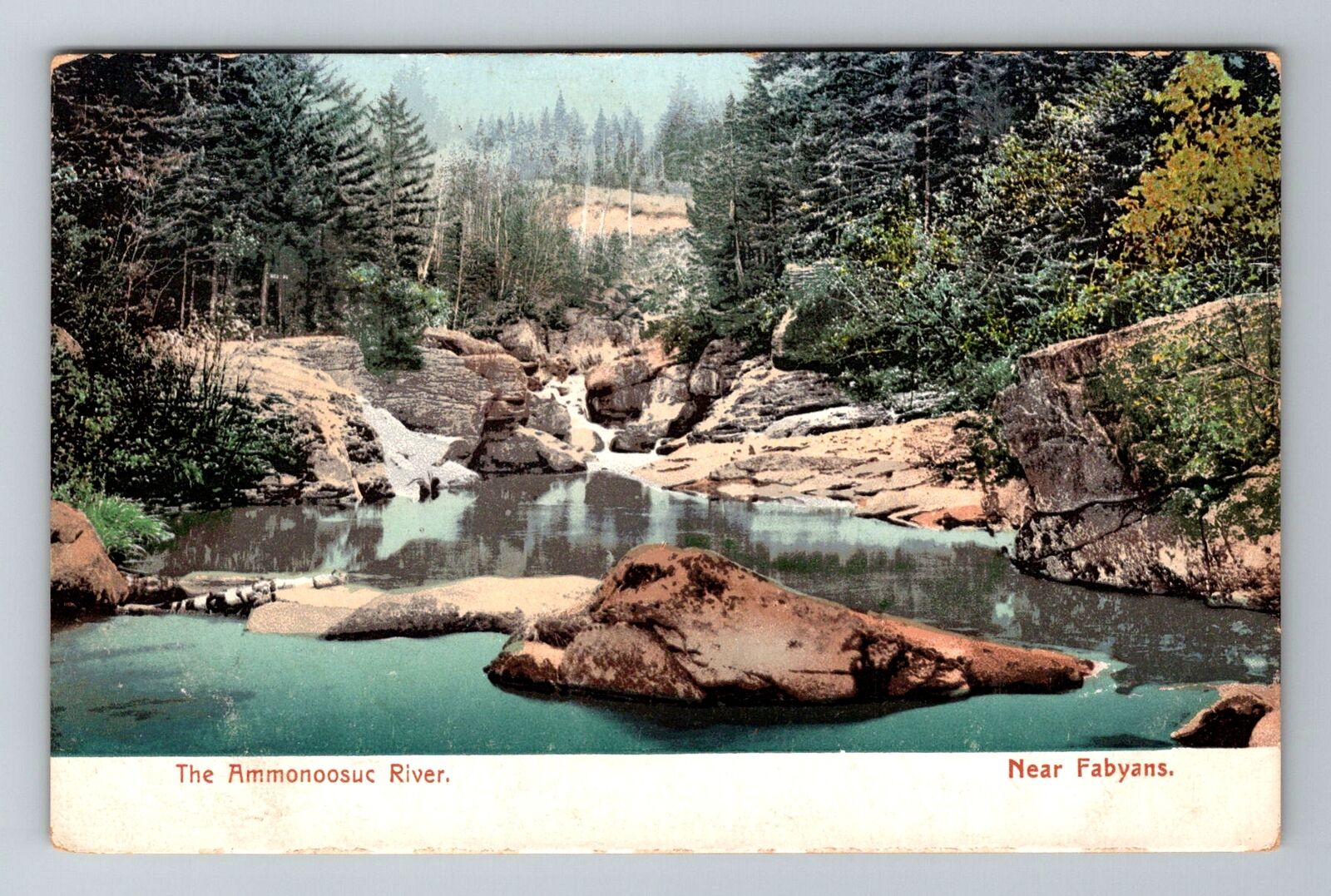 Fabyans NH-New Hampshire, The Ammonoosuc River, Antique, Vintage Postcard