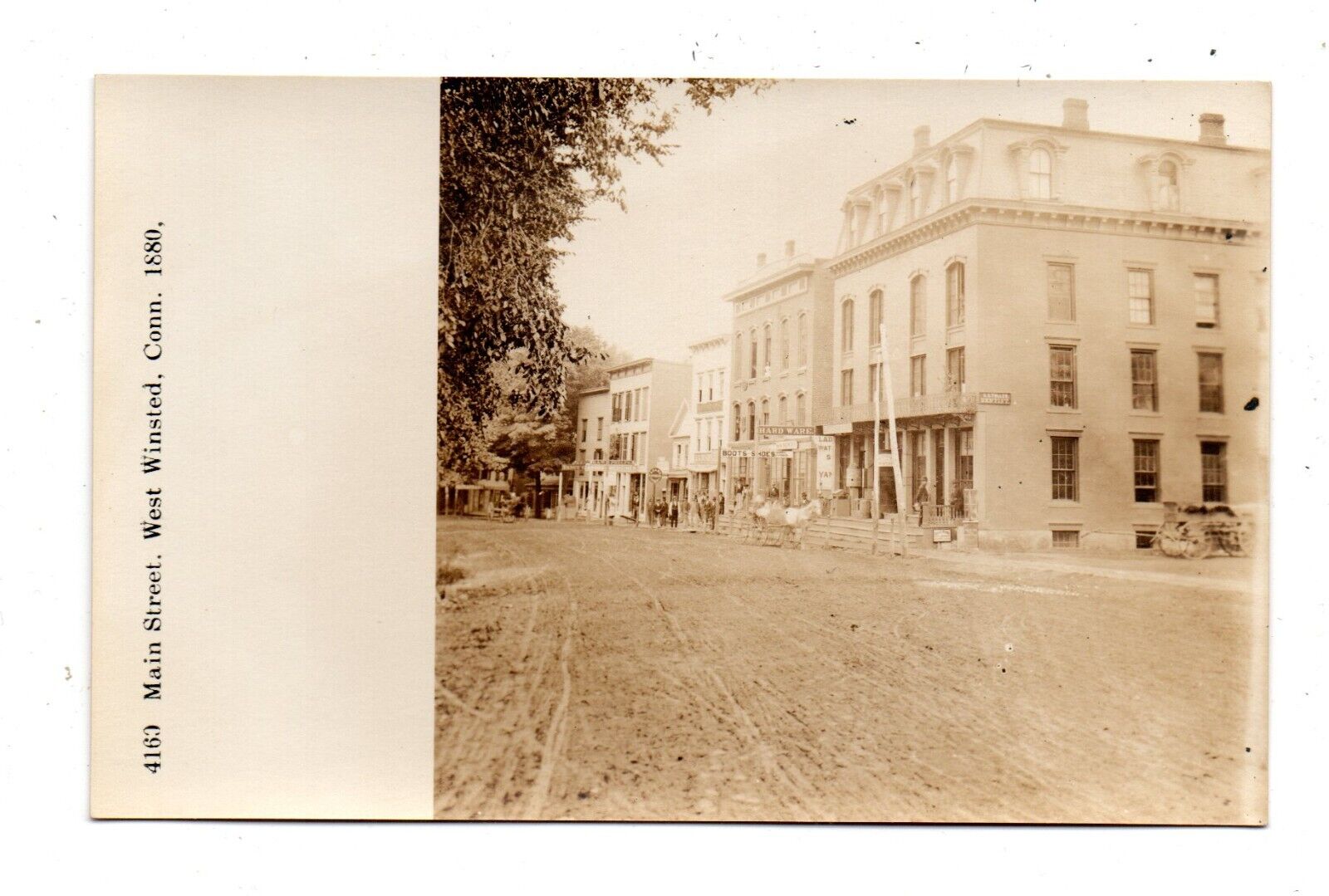 WEST WINSTED, CT 1880 MAIN STREET & CLARKE HOUSE DEMARS REAL PHOTO PC 1920-30s