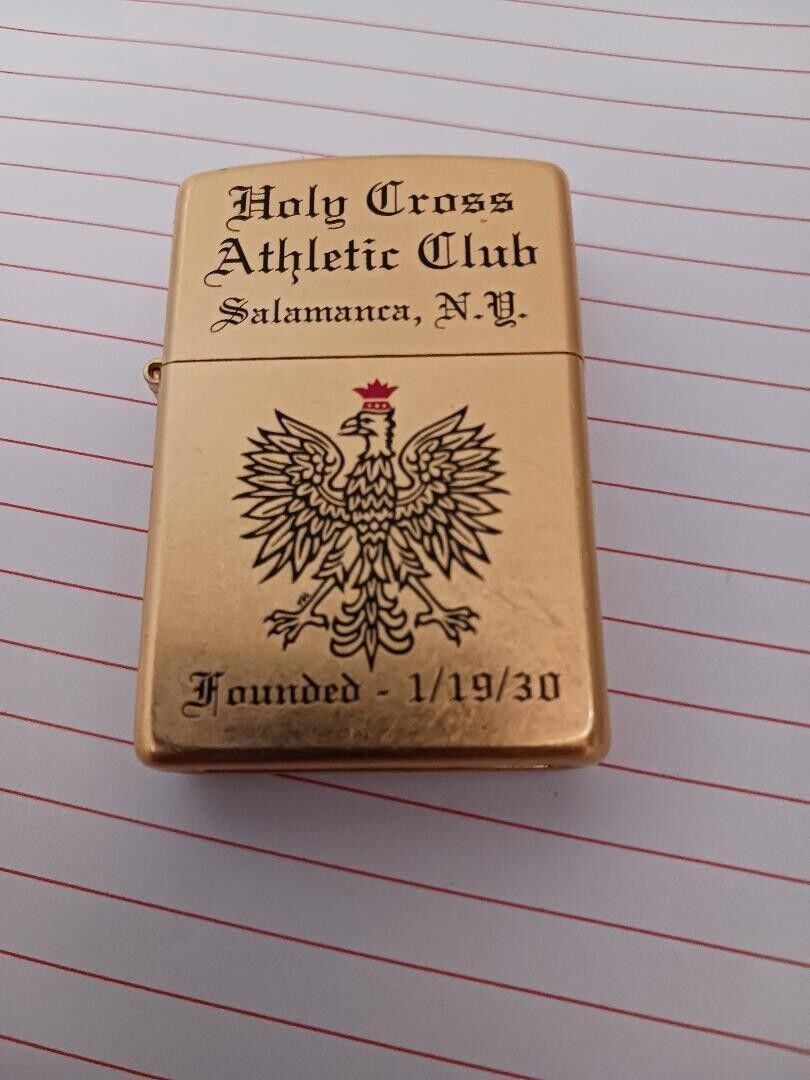 2001 Brass Zippo  Lighter *Holy Cross Athletic Club* Polish Eagle..Salamanca NY