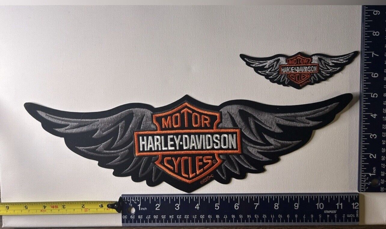 Authentic Vintage Harley-Davidson Patches / Emblems LG Wings And Shield