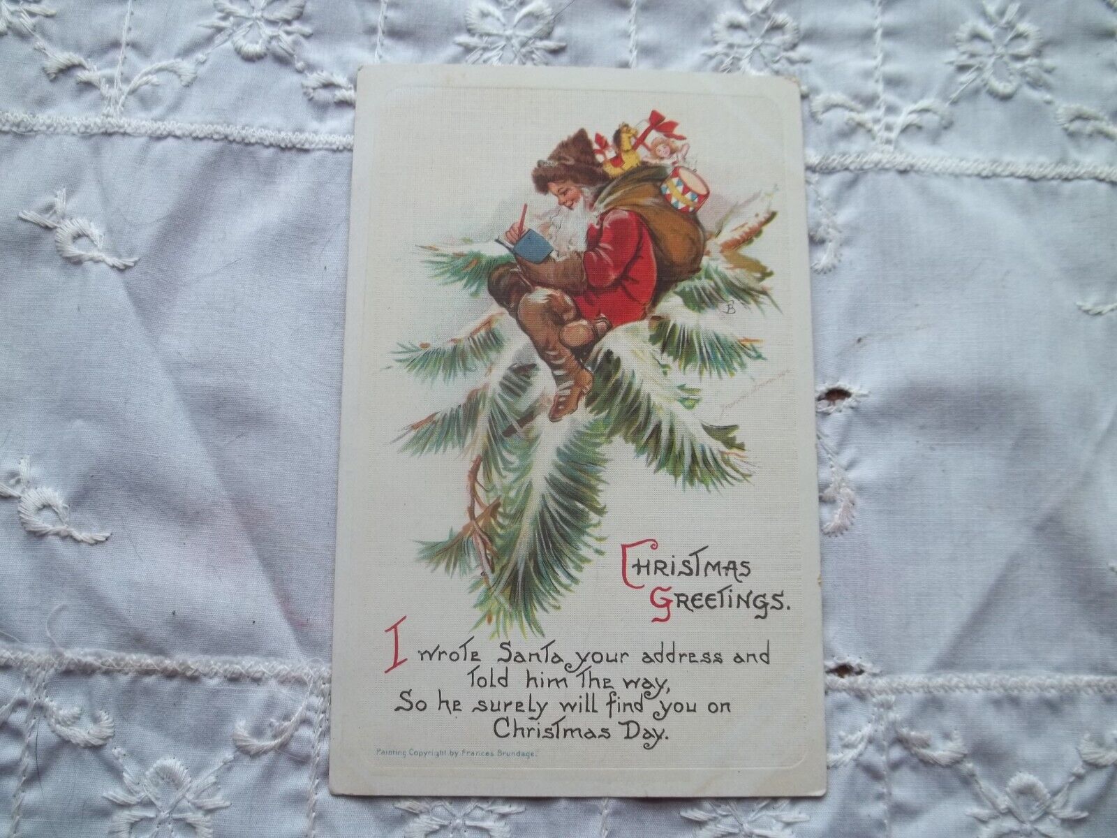 Frances Brundage Antique Postcard, Christmas Greetings,  Series 230