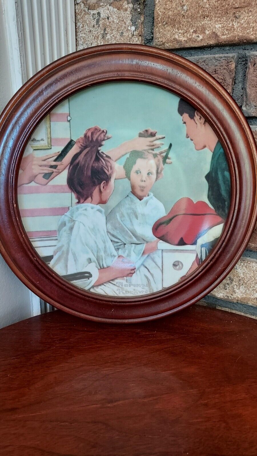 Vintage Norman Rockwell A New Look Collectible Plate Van Hygan Smythe Frame 1990