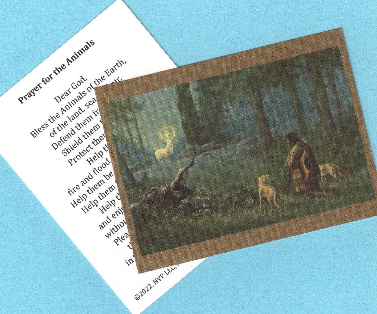Prayer for Animals Wonderful Saint Hubert Image Spiritual Holy Card
