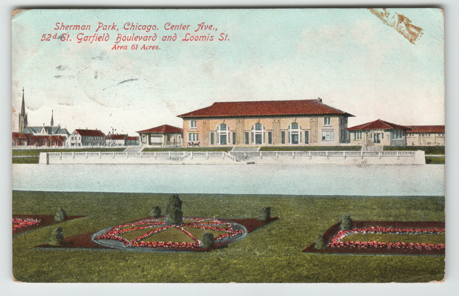 Postcard Vintage Sherman Park Centre Avenue Chicago, IL