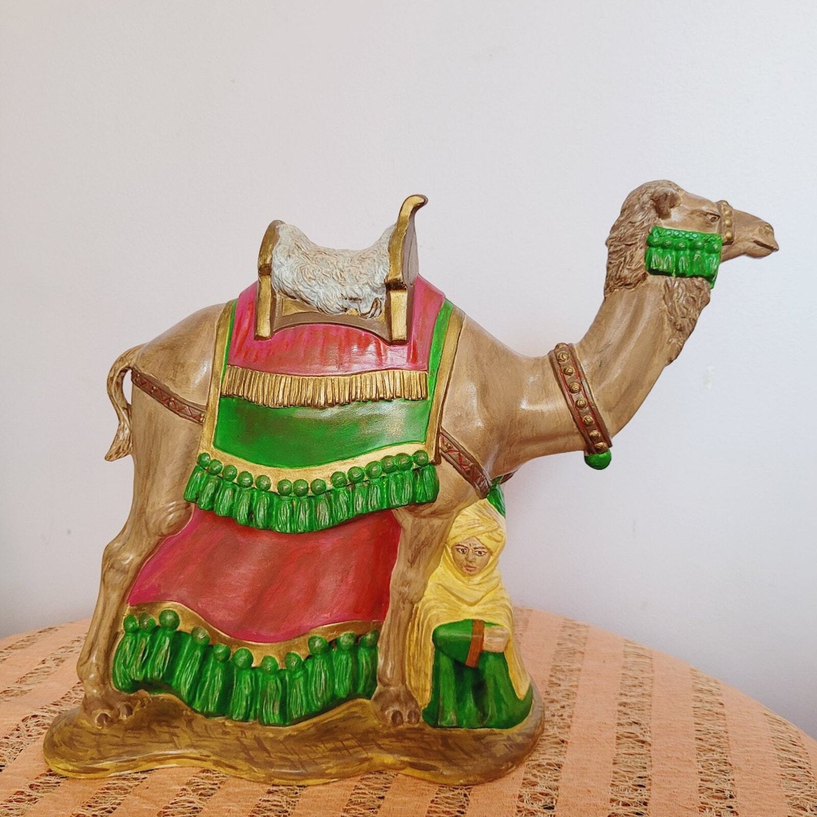 VTG Byron Molds Handpainted Nativity Camel + Wise Man Chalkware 9.5\