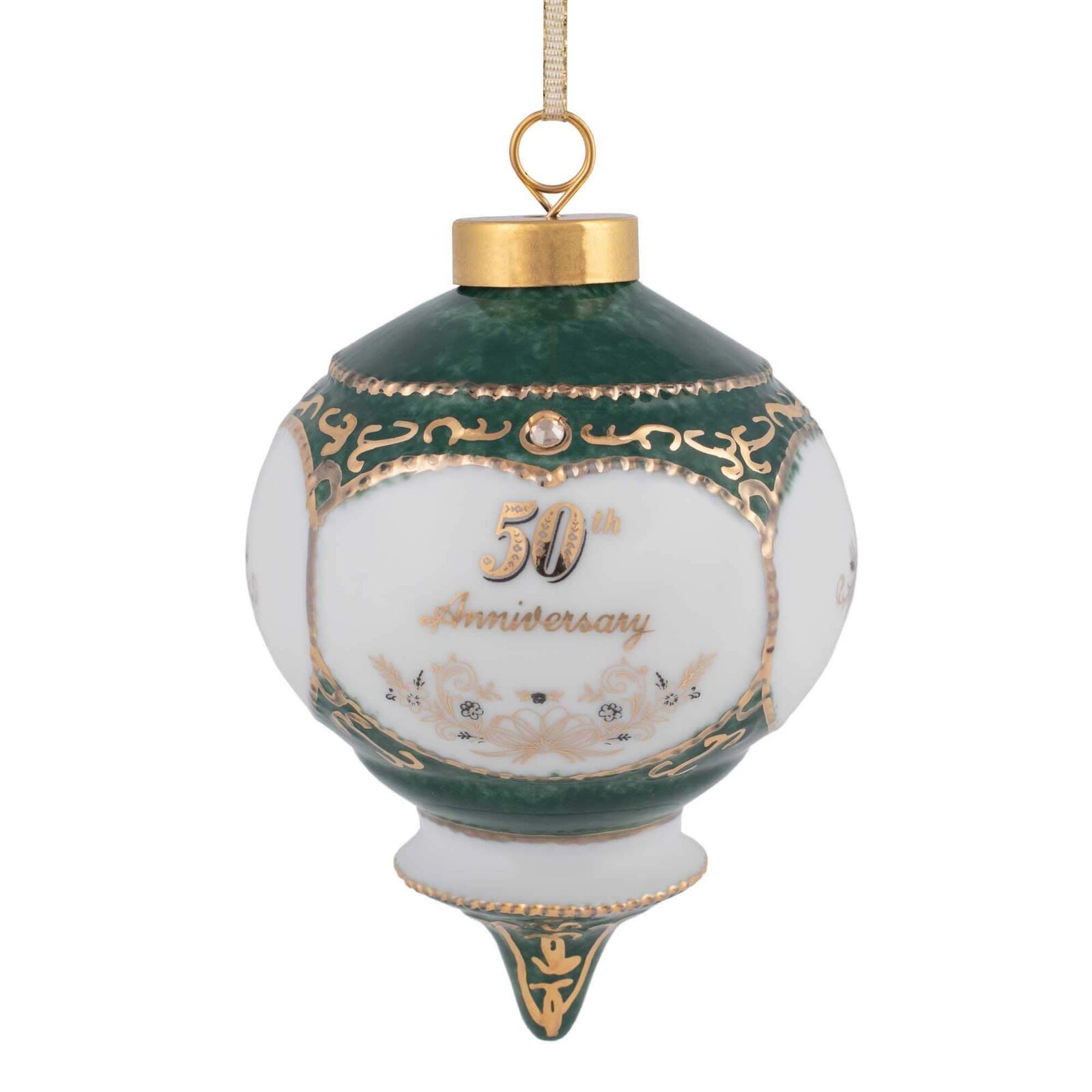 Happy 50th Wedding Anniversary Victorian 4.5 Inch Porcelain Hanging Ornament