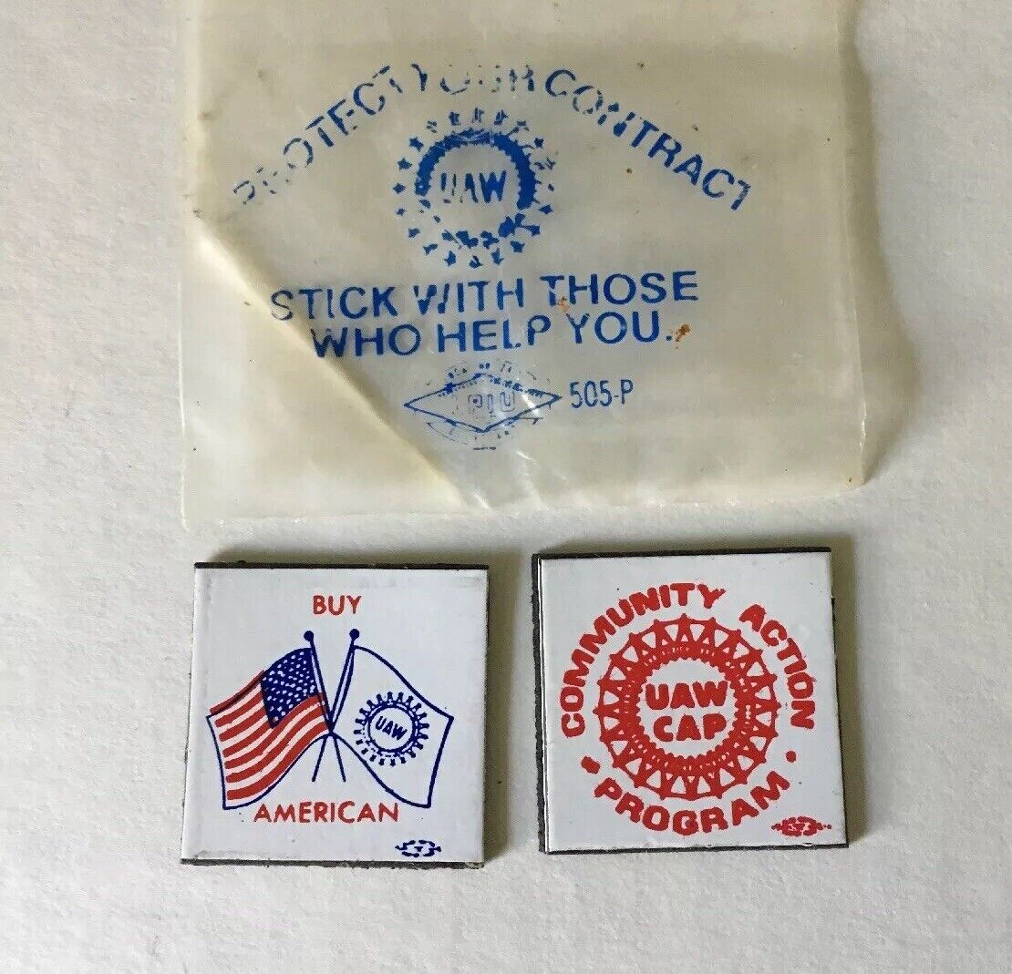 Vintage UAW United Auto Workers Union Fridge Magnets BUY AMERICAN