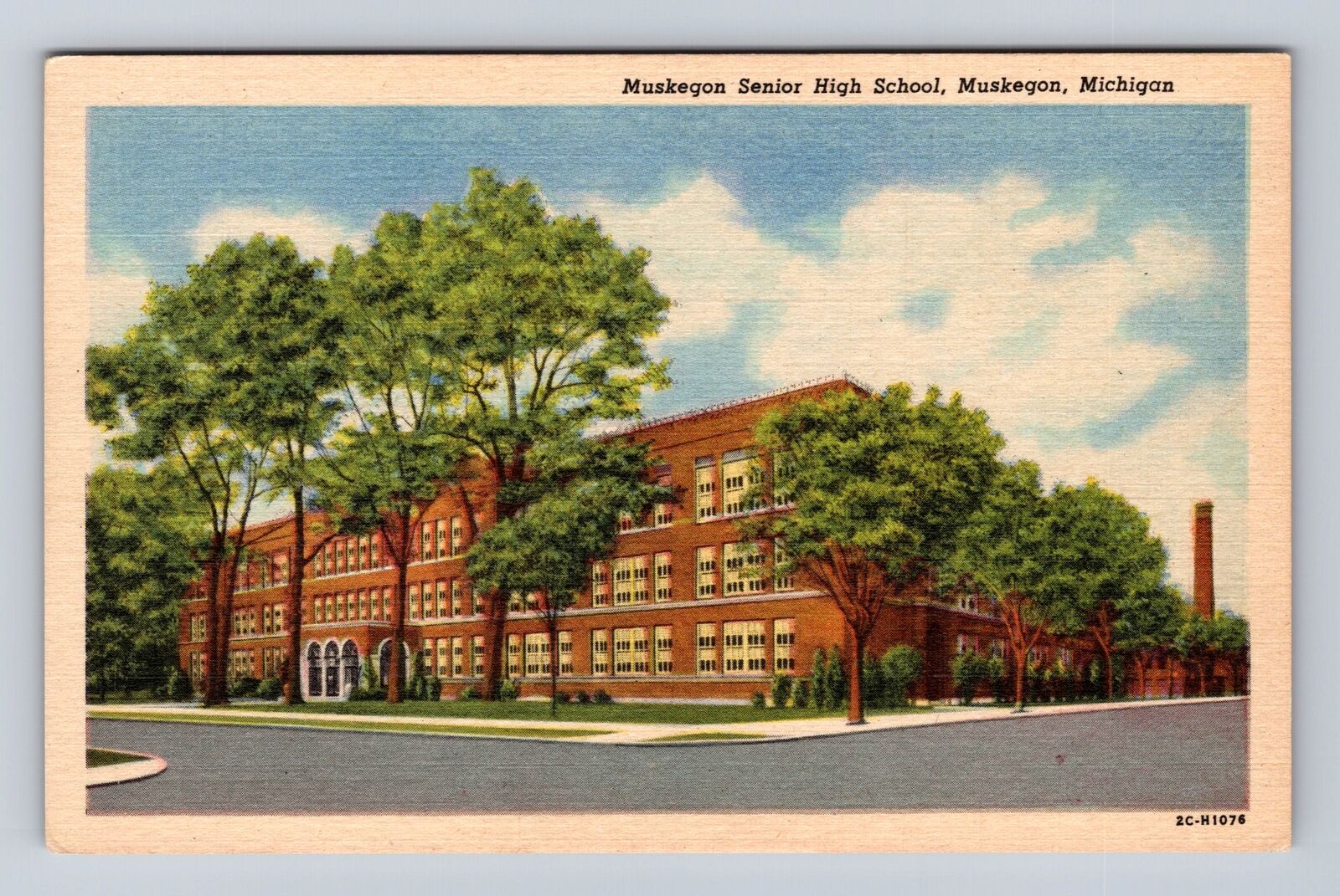 Muskegon MI-Michigan, Muskegon Senior High School, Antique, Vintage Postcard