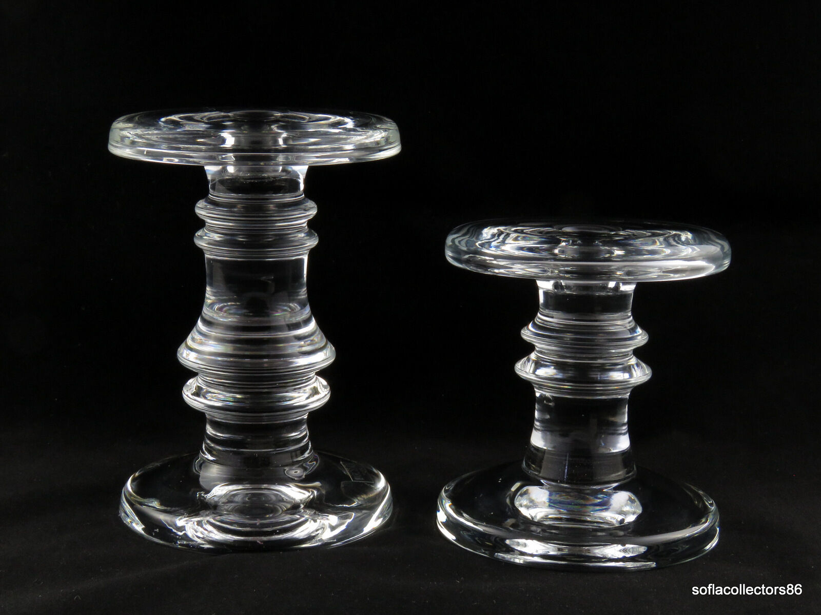 Krosno Poland Heavy Crystal Off Set Taper Candle Holders with Label (pair)