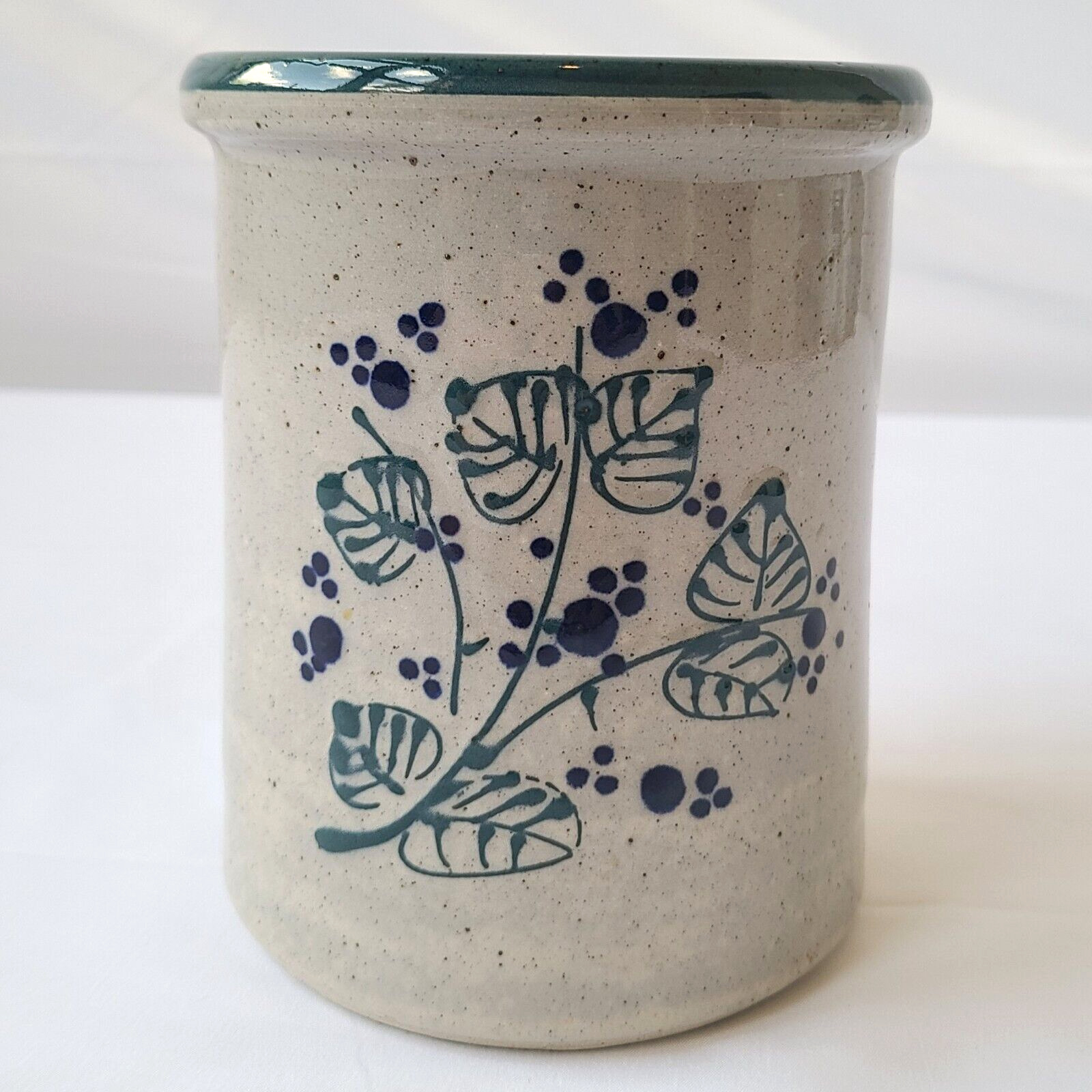 Vintage Stoneware Art Pottery Crock Kitchen Utensil Holder 6\