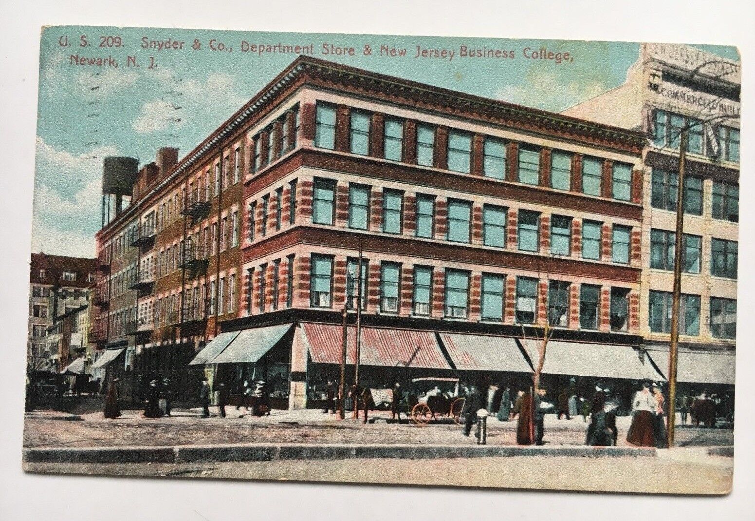 1914 NJ Postcard Newark New Jersey Snyder & Co Department Store Business College