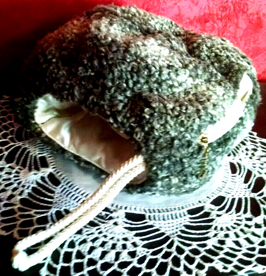 VTG Evening Astrakhan Lamb Sheep Muff Purse MCM Wool 1950 1960 Pouch Bag Handbag