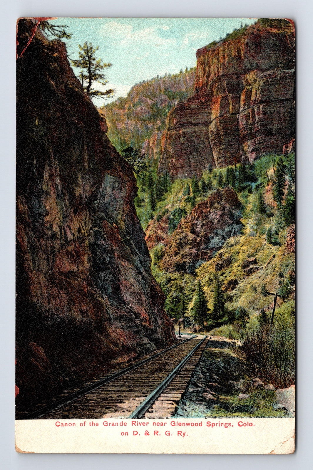 Grand River Canyon Colorado CO Near Glenwood Springs D. & R. G. R. Postcard