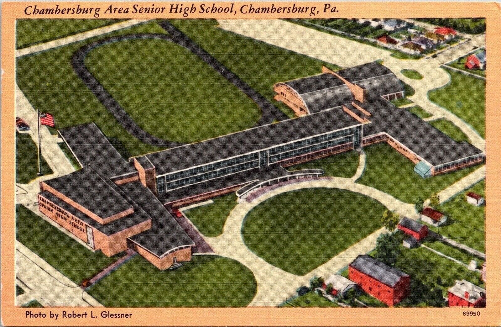 Chambersburg Area Senior High School PA Pennsylvania Aerial View Linen Postcard
