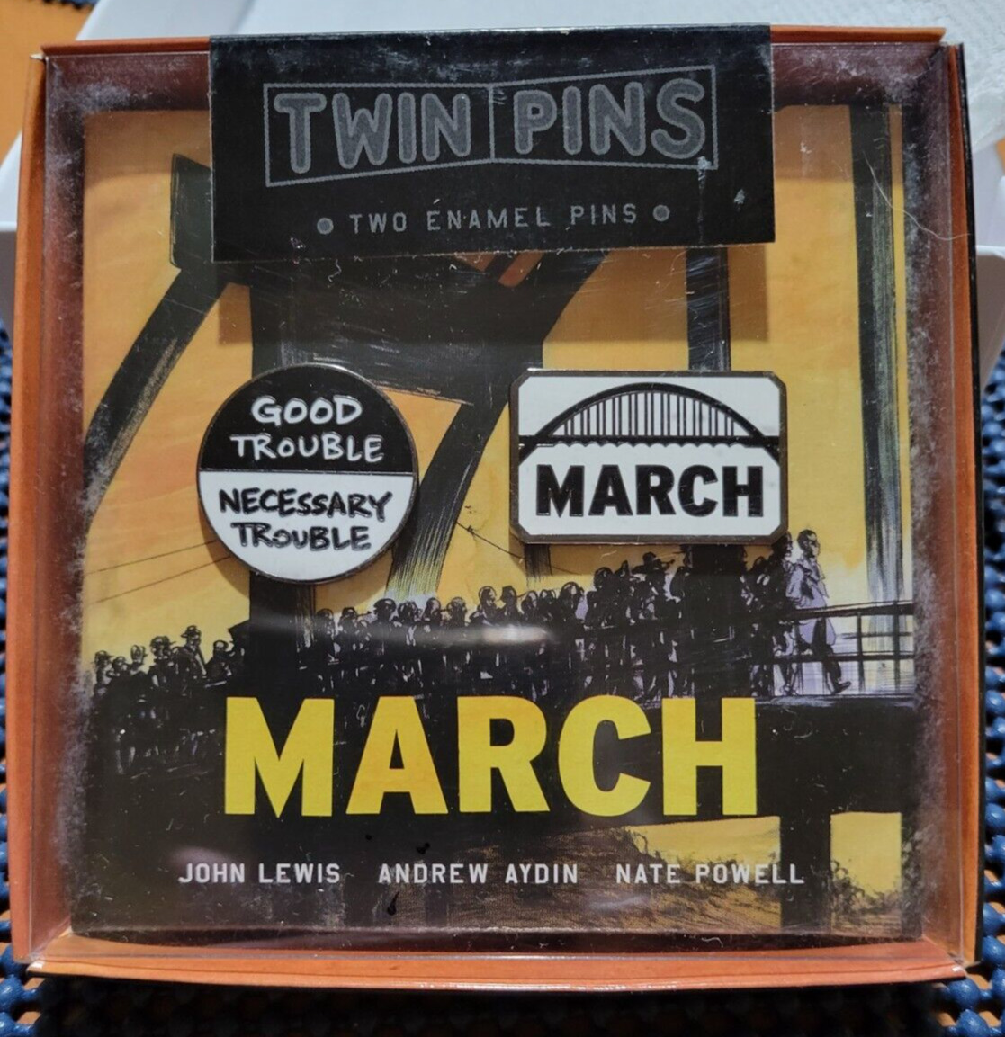 John Lewis March Good Trouble Necessary 2 Enamel Pins NEW 2018