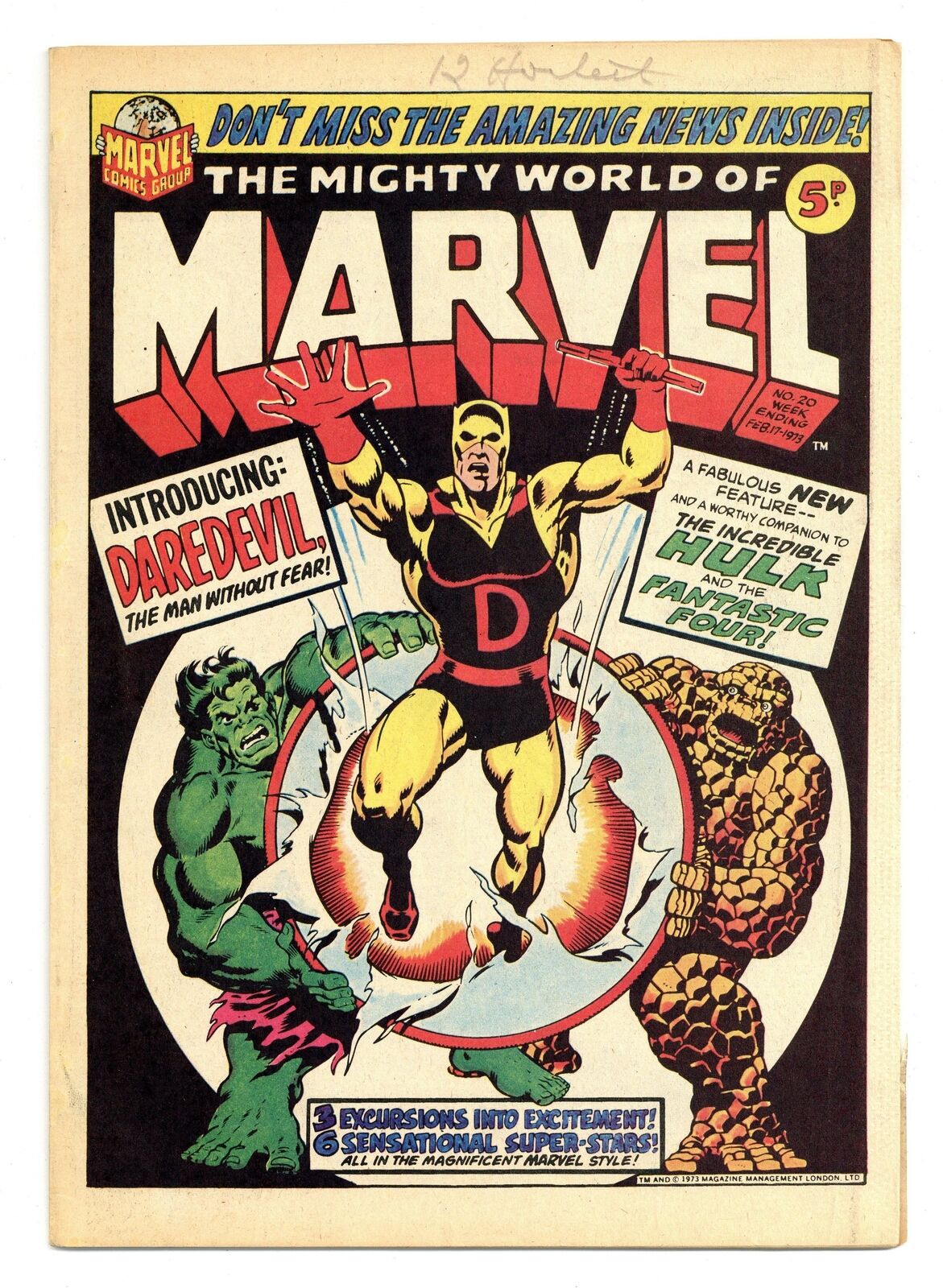 Mighty World of Marvel #20 FN+ 6.5 1973
