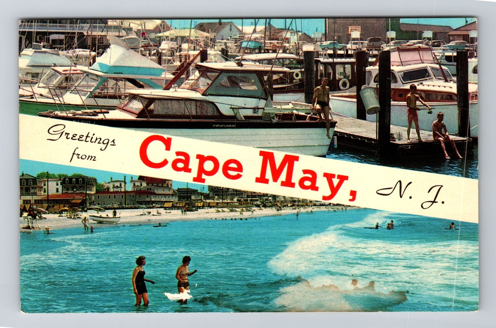Cape May NJ-New Jersey, General Banner Greetings, Vintage Postcard