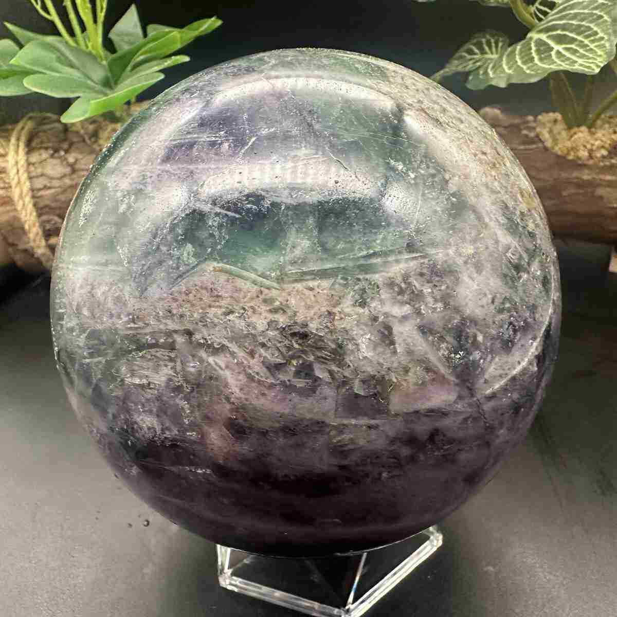  2320g Natural Fluorite Quartz Sphere Crystal Energy Ball Reiki Healing Decor 