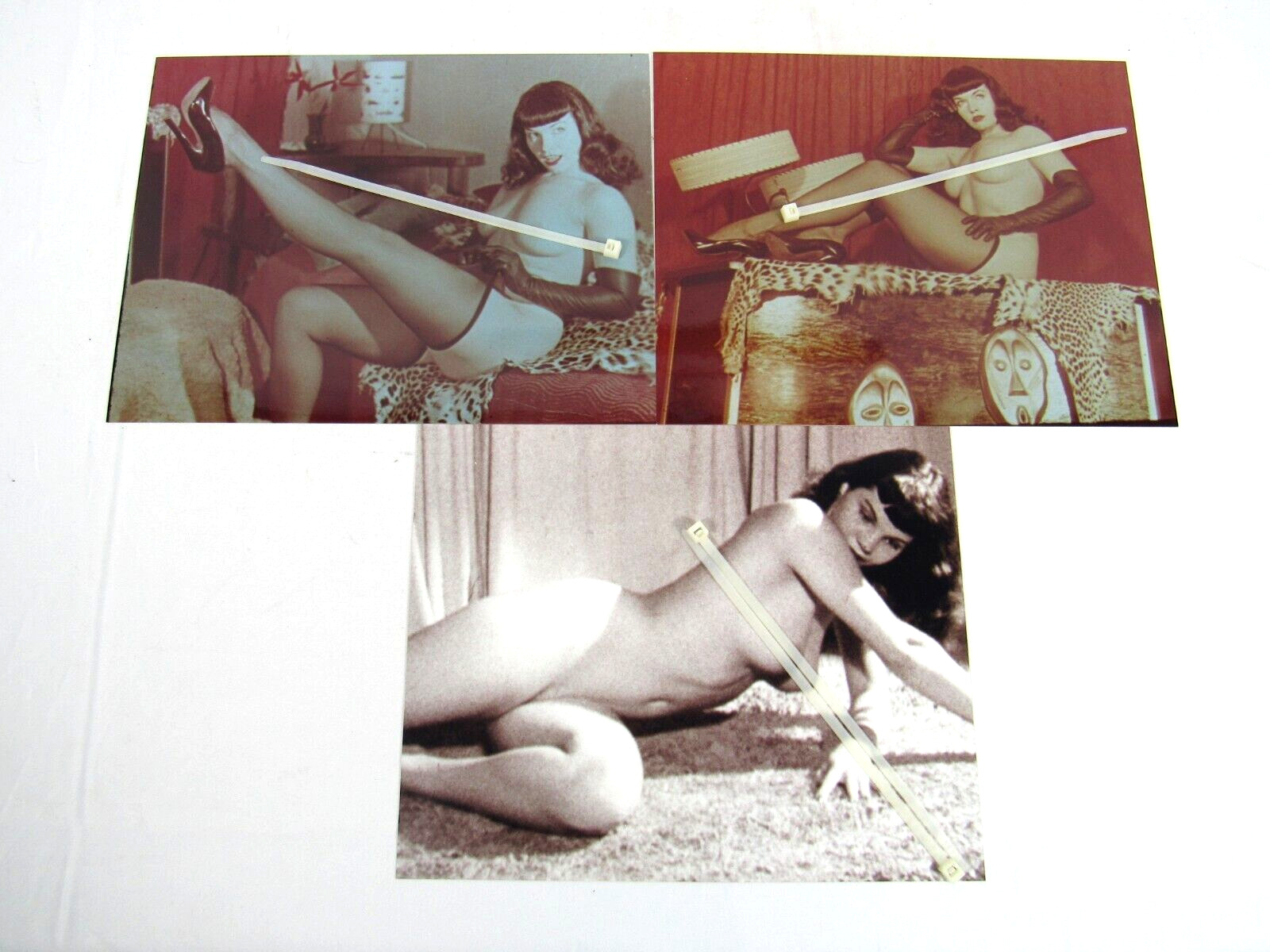 3x Bettie Page Photos Lot/Bundle 10x8 Kodak Royal Paper Nude Pinup Adult
