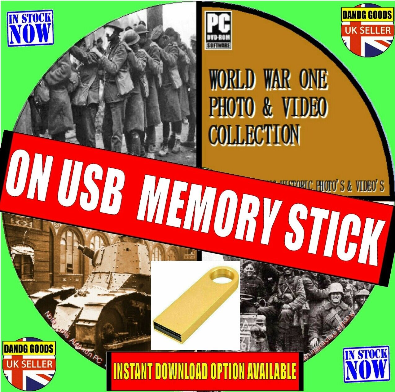 18000 HISTORIC 1st WORLD WAR PHOTOS/VIDEO WW1 TANKS TACTICS MAPS PLANS USB DRIVE