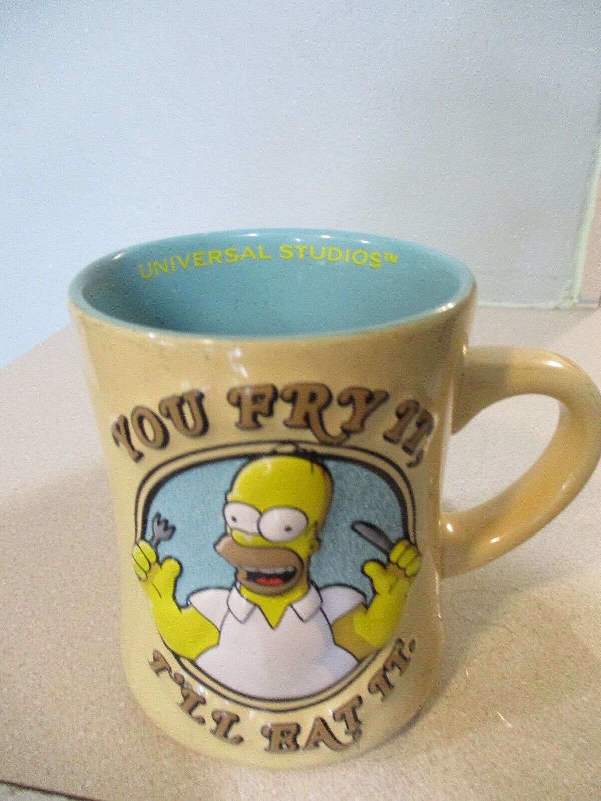 Universal Studios Homer Simson 3D Matt Groening ceramic coffee mug used