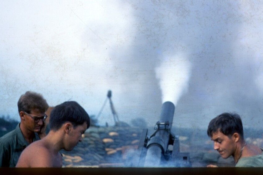1969 Vietnam Soldiers firing the Howitzer 35mm Kodak slide