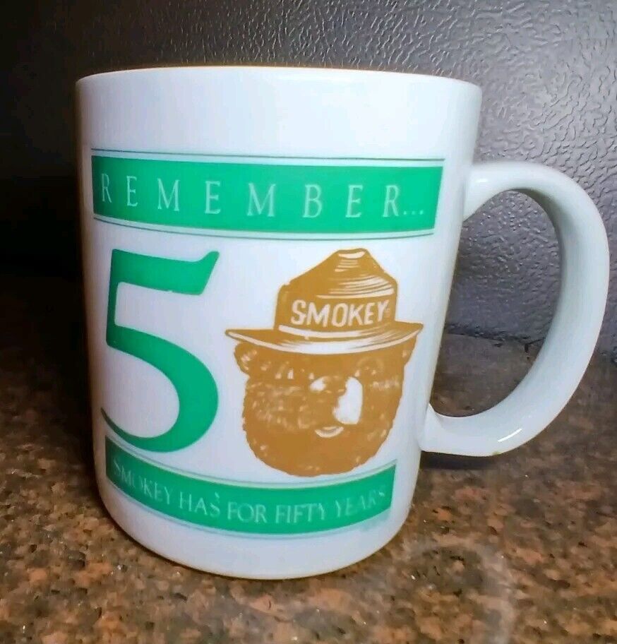 Vintage Smokey the Bear Mug Remember 50 Years Coffee Cup