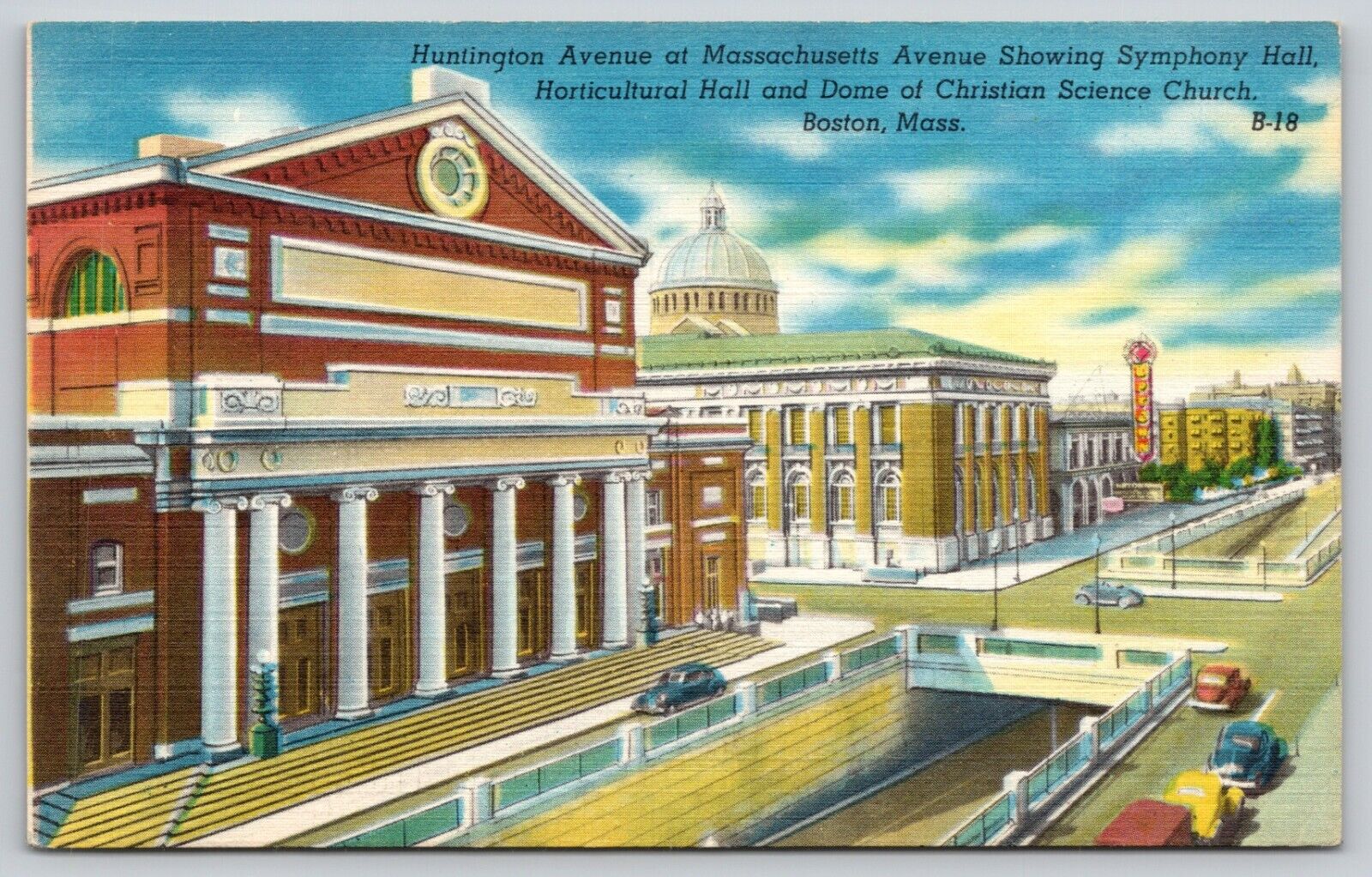 Postcard MA Boston Symphony Hall And Horticultural Hall Linen UNP A7