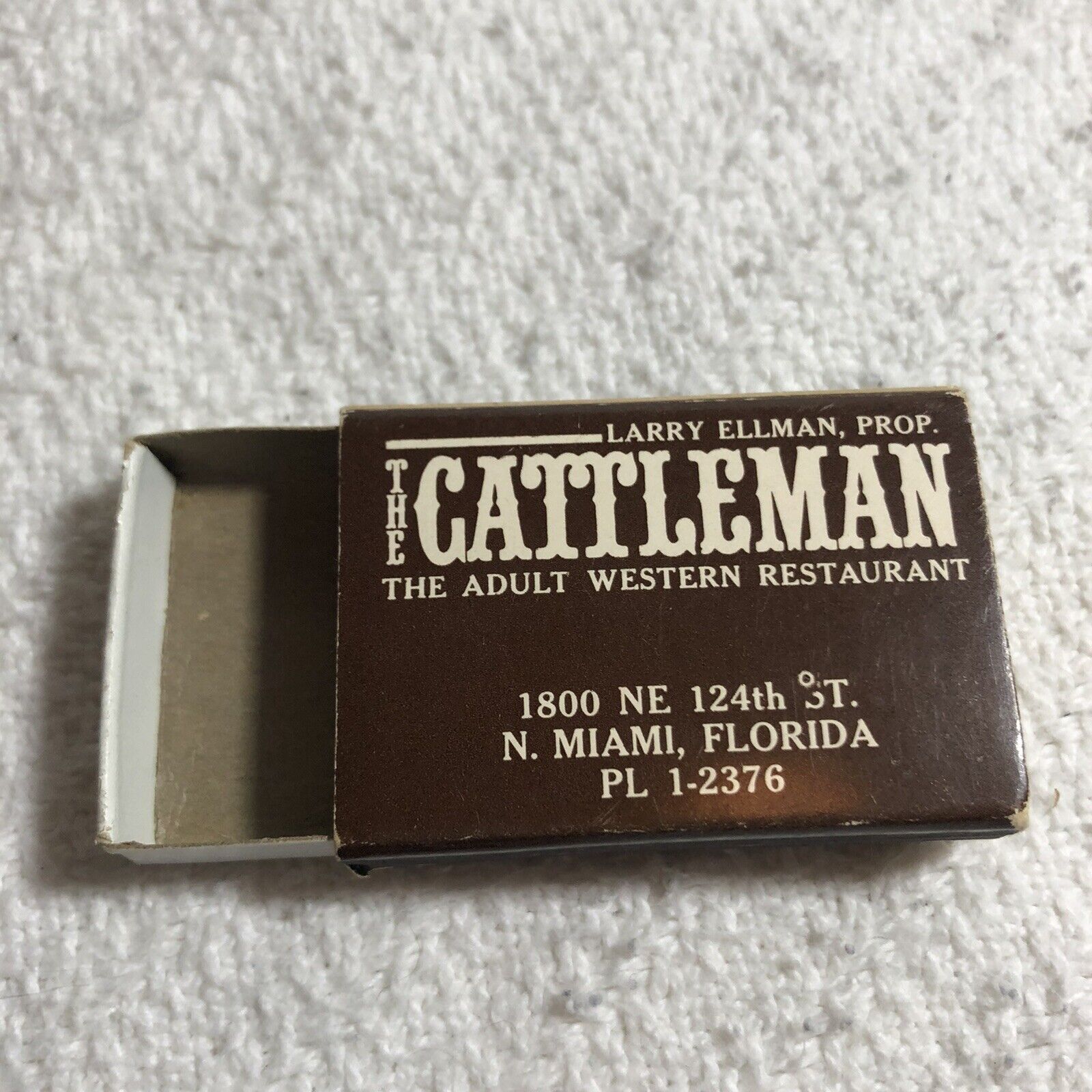 The Cattle Man Miami Florida Vintage Empty Matchbox The Adult Western Restaurant