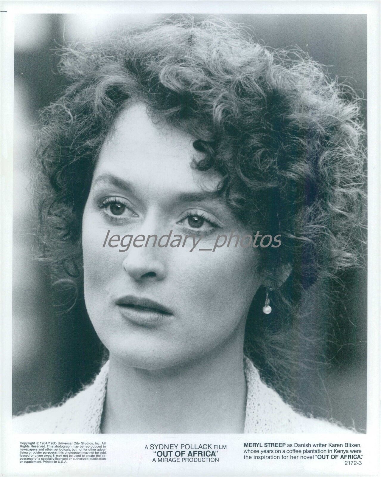 1985 Portrait of Meryl Streep Out of Africa Original News Service Photo