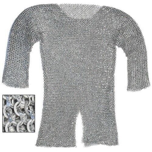 Aluminium Chain Mail Armor Shirt Medieval Chainmail Hauberk Riveted Flat Washer
