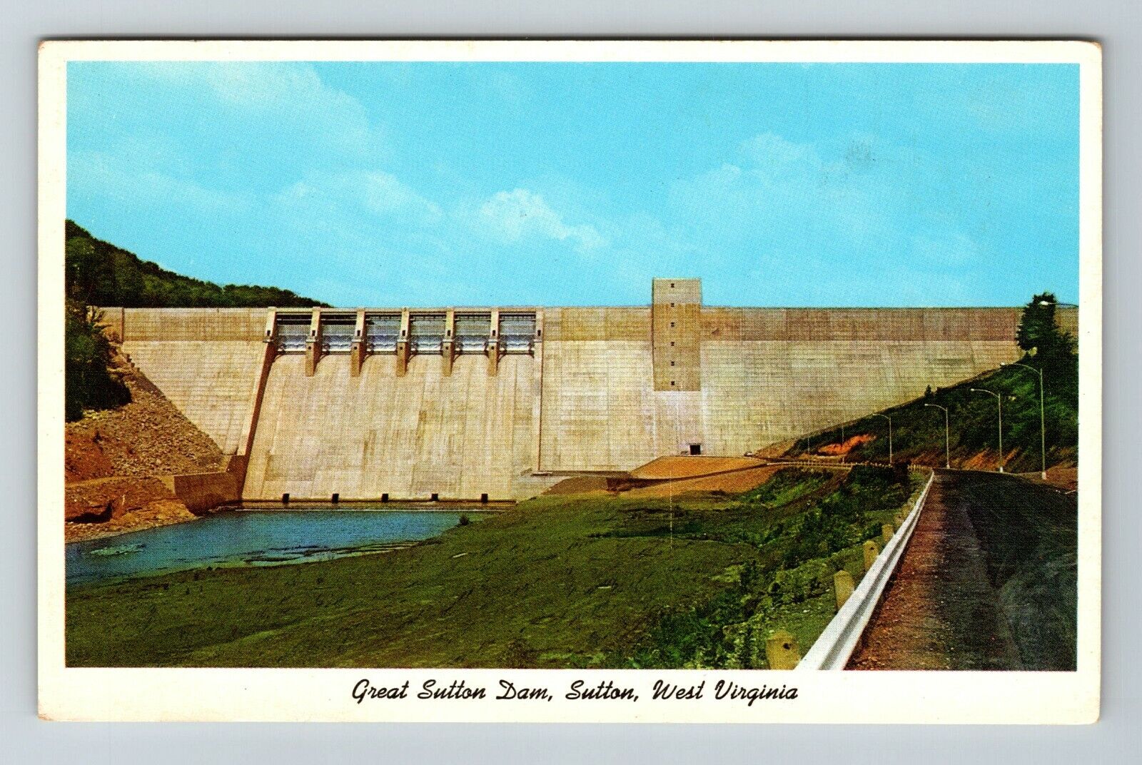 Sutton WV-West Virginia, Great Sutton Dam  Vintage Souvenir Postcard