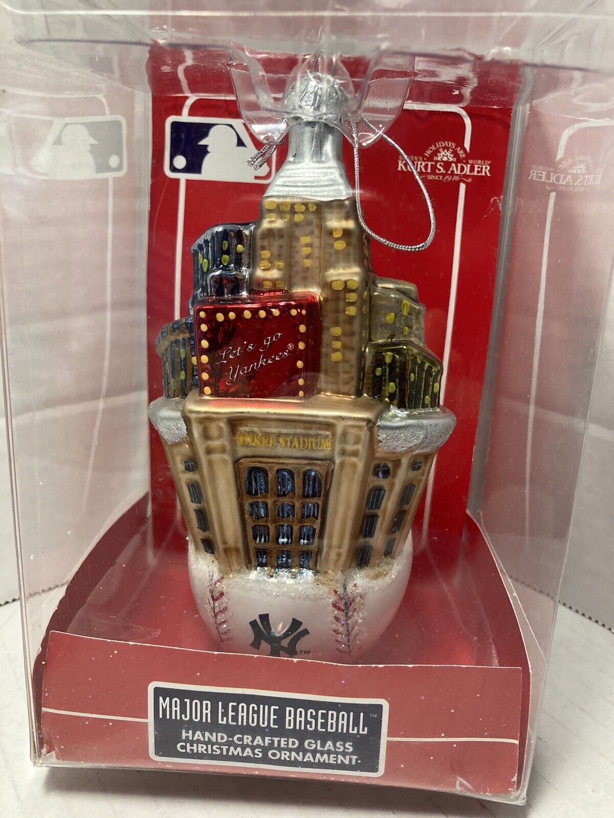 Kurt Adler MLB Hand Crafted & Painted NY Yankees Stadium Skyline Glass Ornament