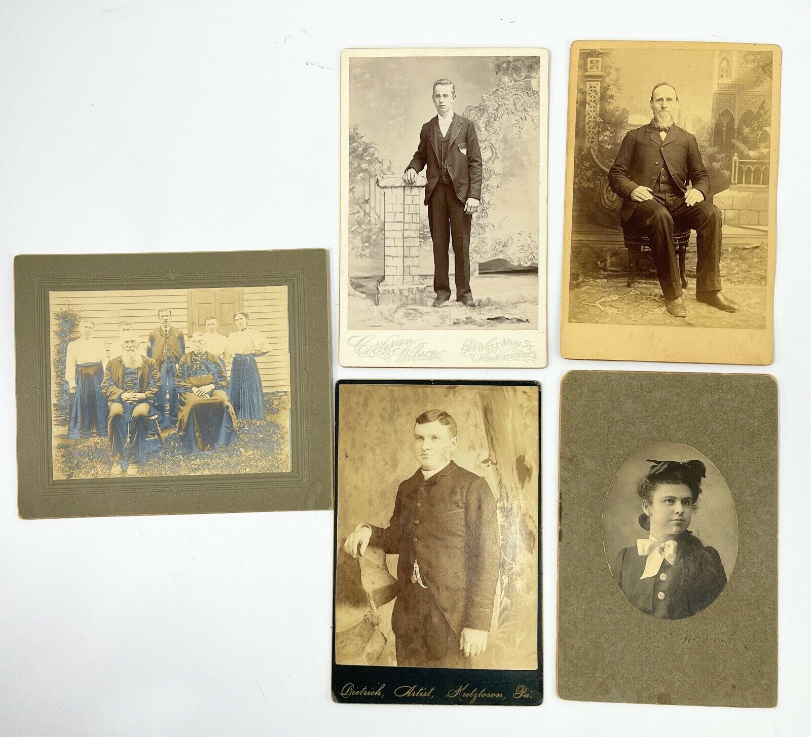 Lot 5 vintage Antique Cabinet Cards Photographs Photos Men Women Portraits