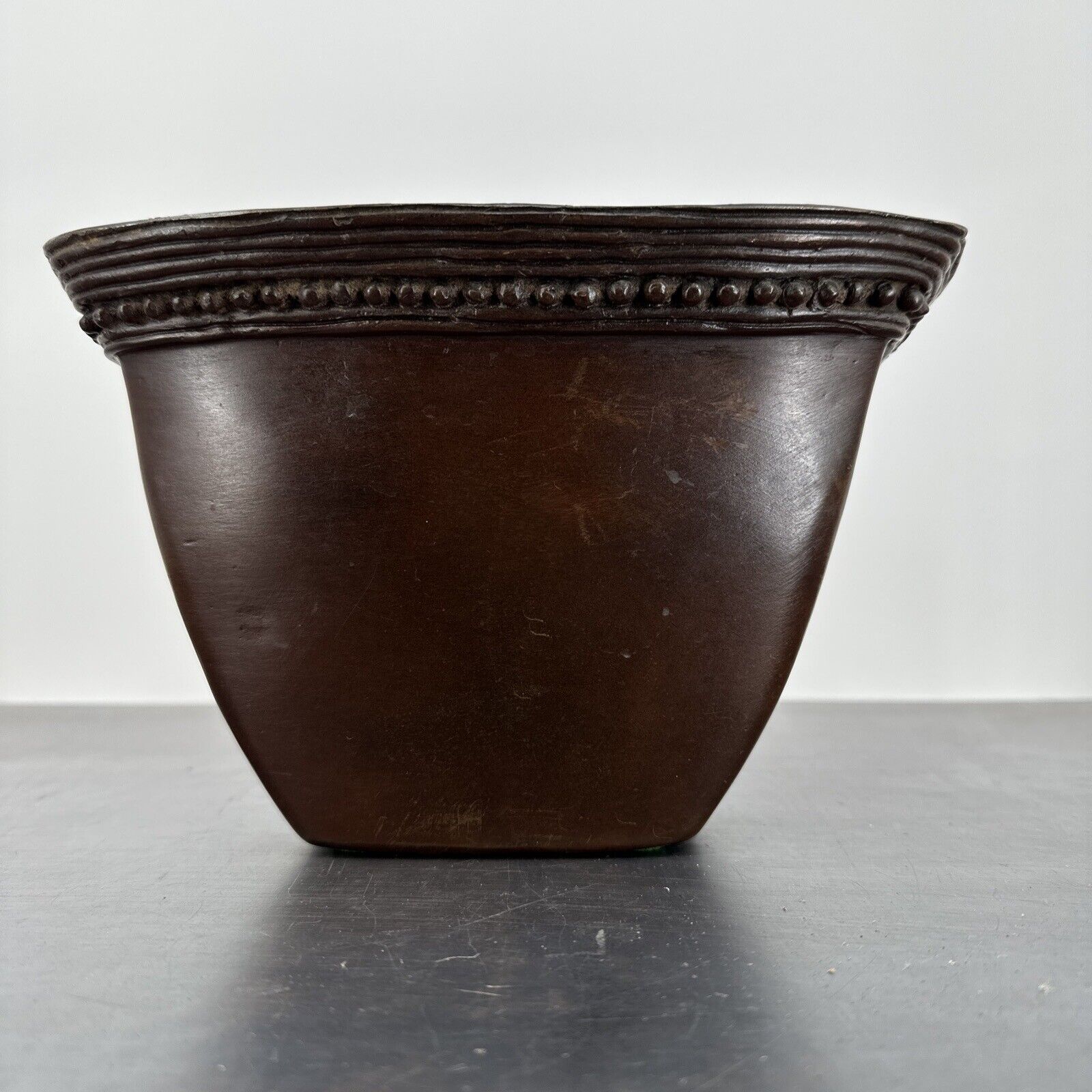 Vintage Bronze Vase Unsigned Hammered bronze Very Heavy