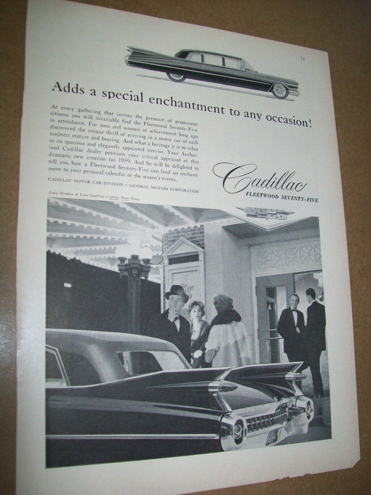 1959 Cadillac limo limousine mid-size mag car ad - \