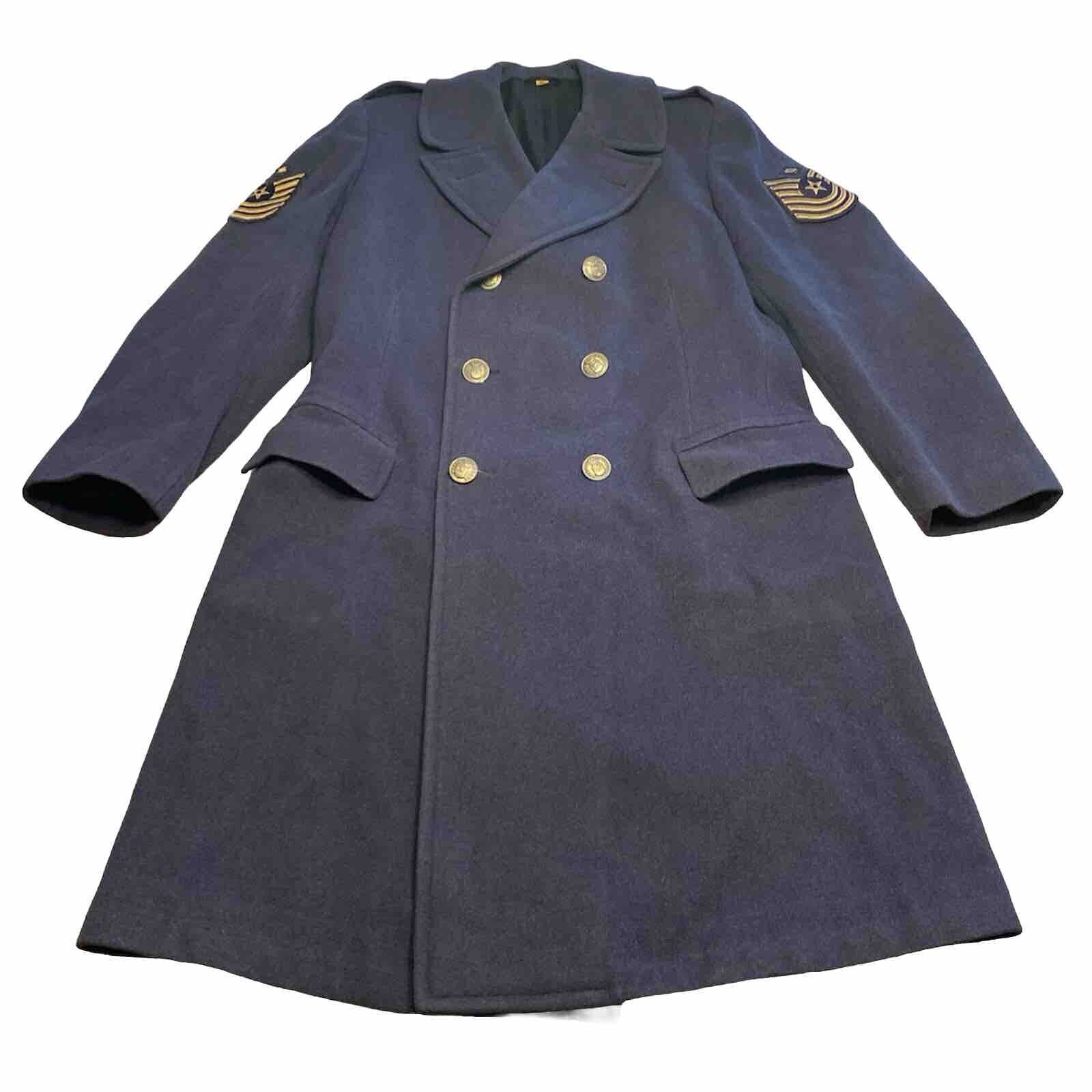 READ VTG 40s 1949 Korea US Air Force USAF Overcoat Wool Blue 85 28 oz Mens 41L