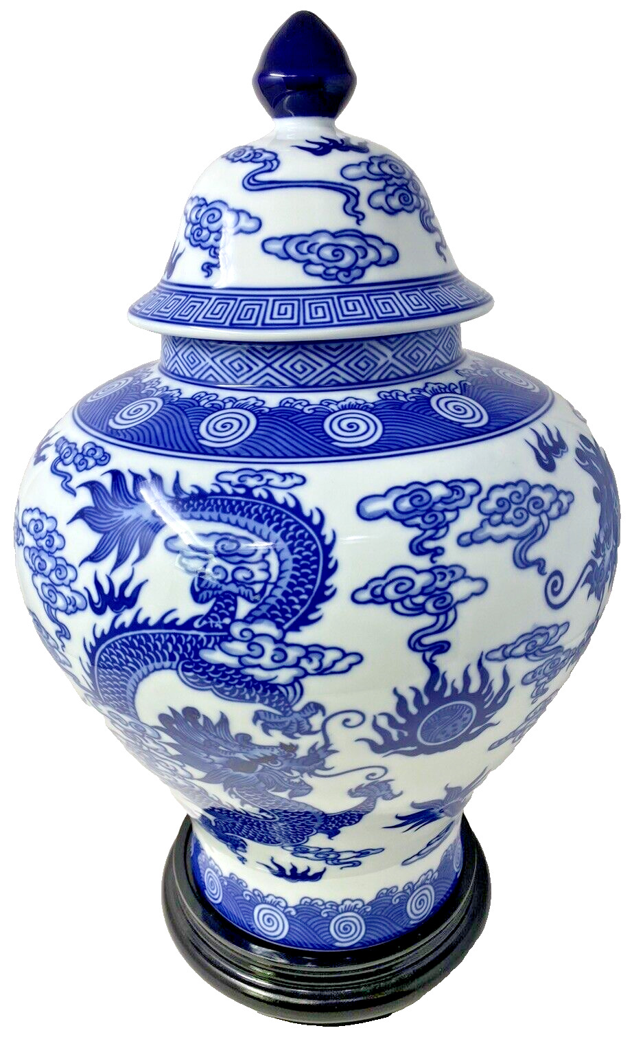 Bombay Company Cobalt Blue & White Vase w/base Porcelain 18x11” Chinese Pottery