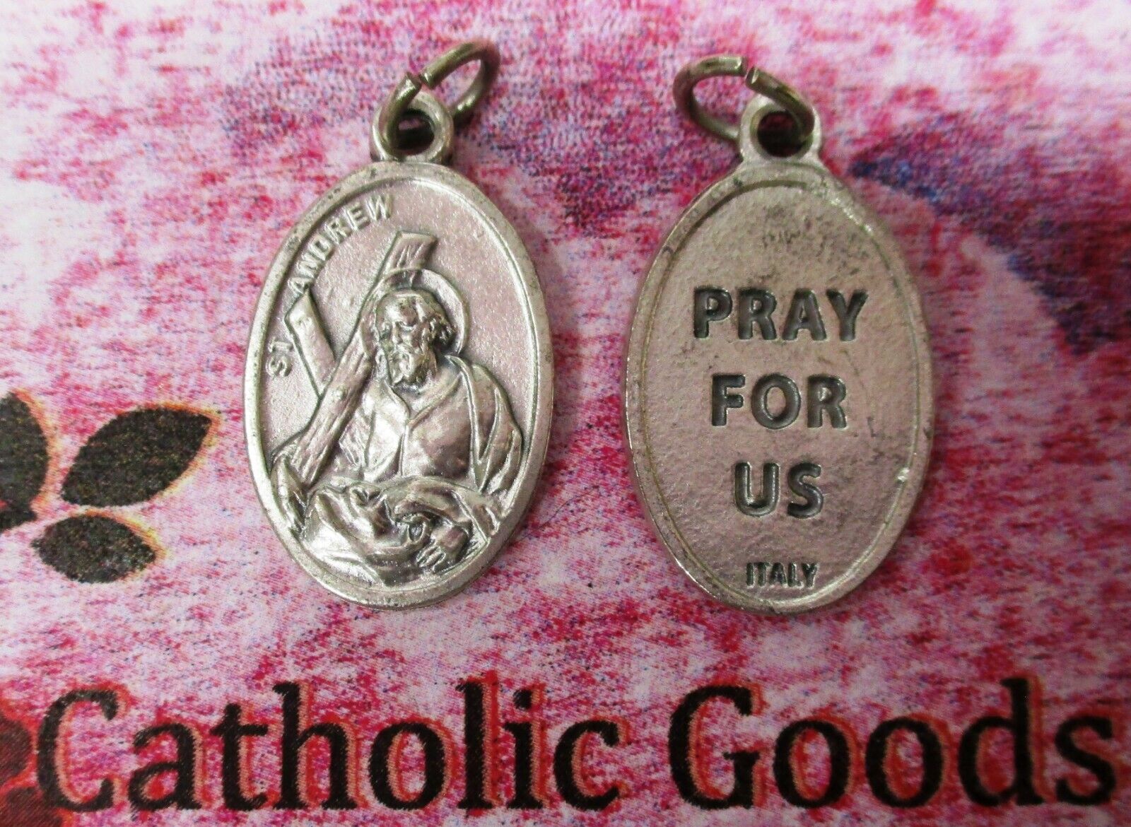 St. Saint Andrew - Pray for Us - Ox Die-Cast Italian Silver Tone 1 inch Medal 