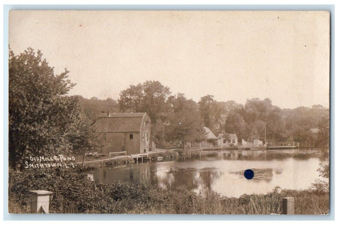 c1910's Old Mill & Pond View Smithtown Long Island NY RPPC Photo Postcard