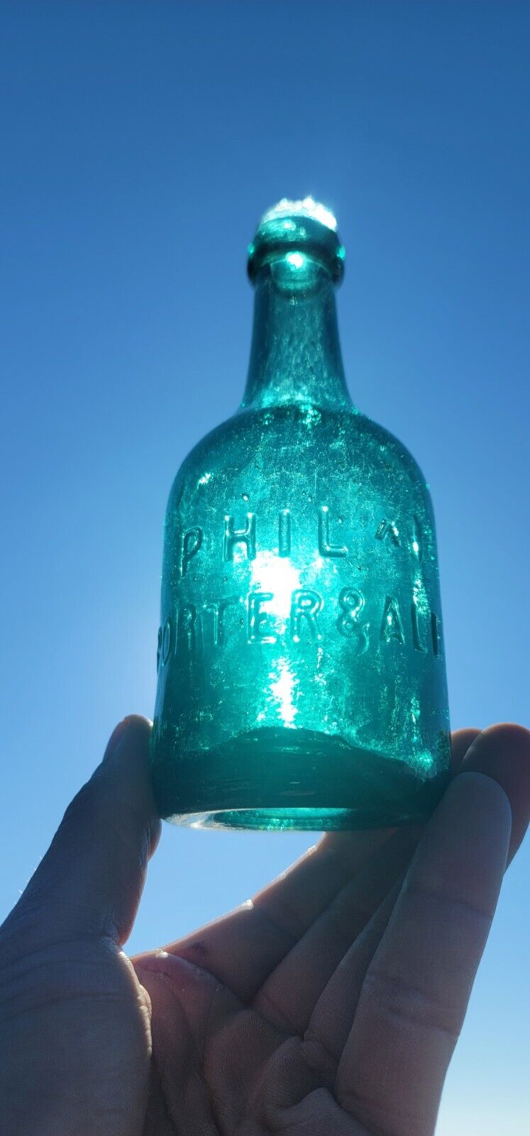 1860\'s Emerald Handblown Philadelphia PA Porter Ale☆Old Deep Green OP Soda AS IS