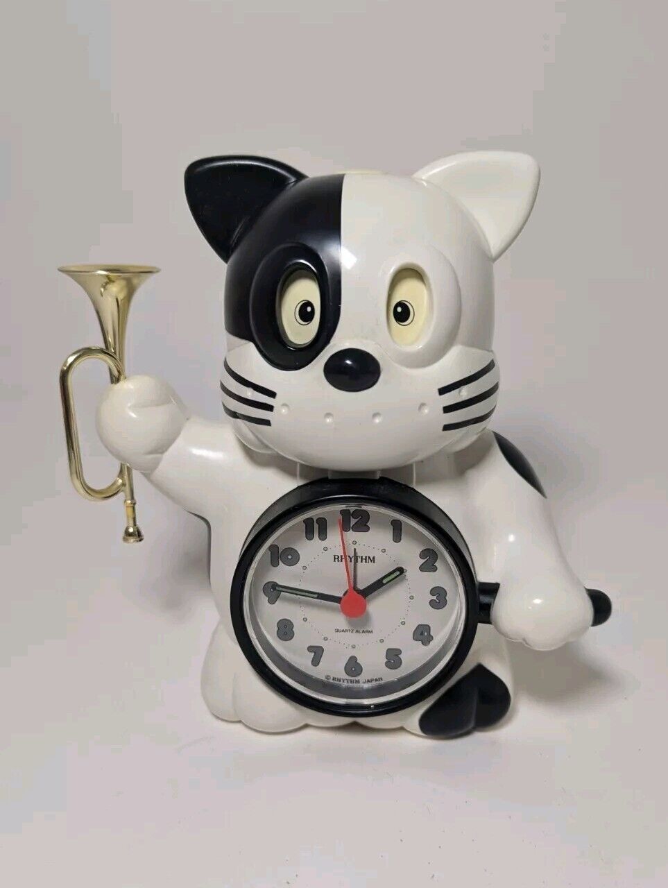 Vintage RHYTHM Cat Dog Alarm Clock Japan WORKS