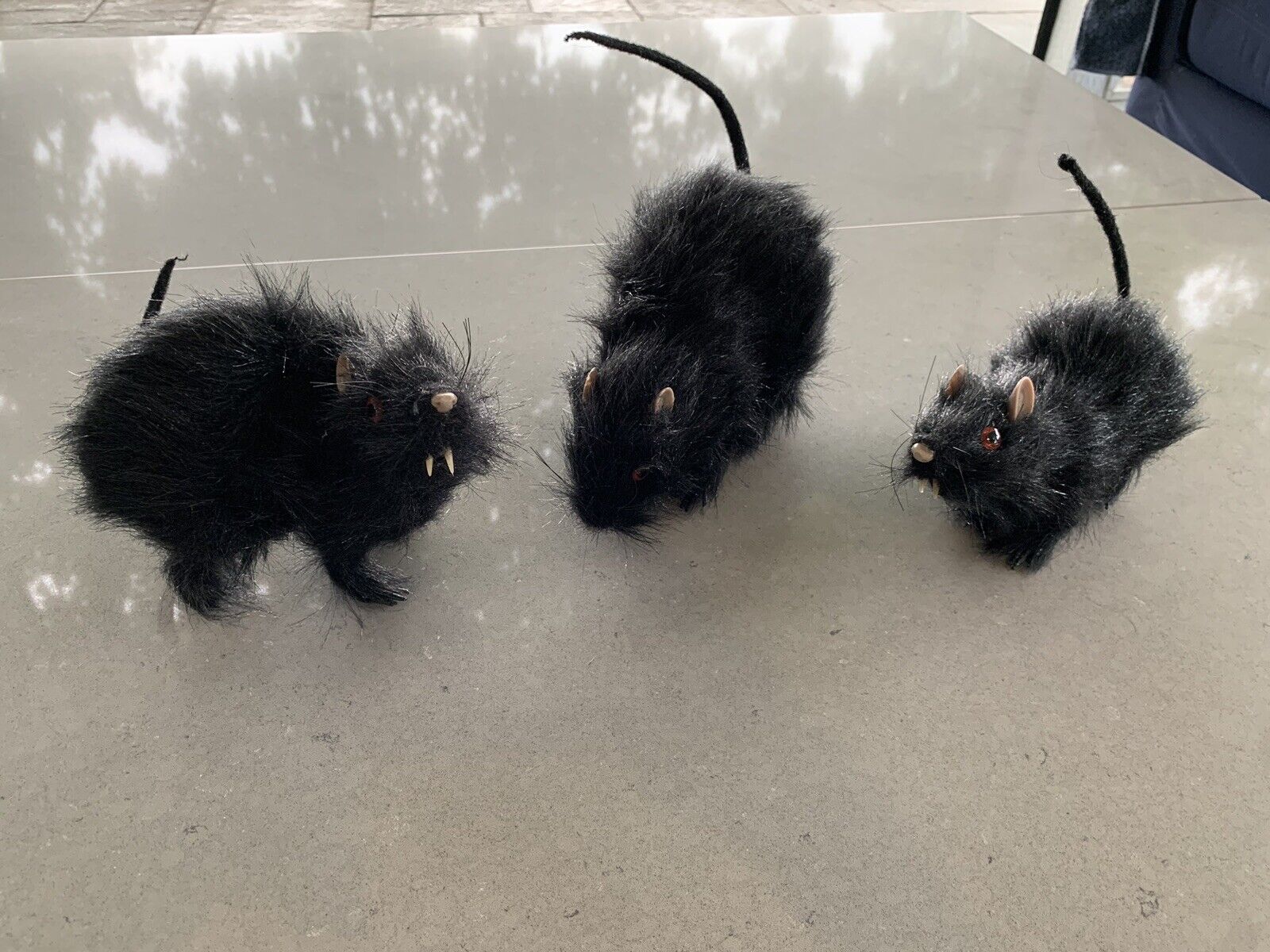 Grandin Road Furry Halloween Rats Mice Set Of 3