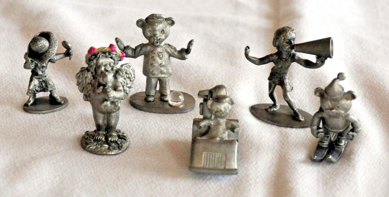 Vintage Spoontiques Pewter miniature figurines lot of 6