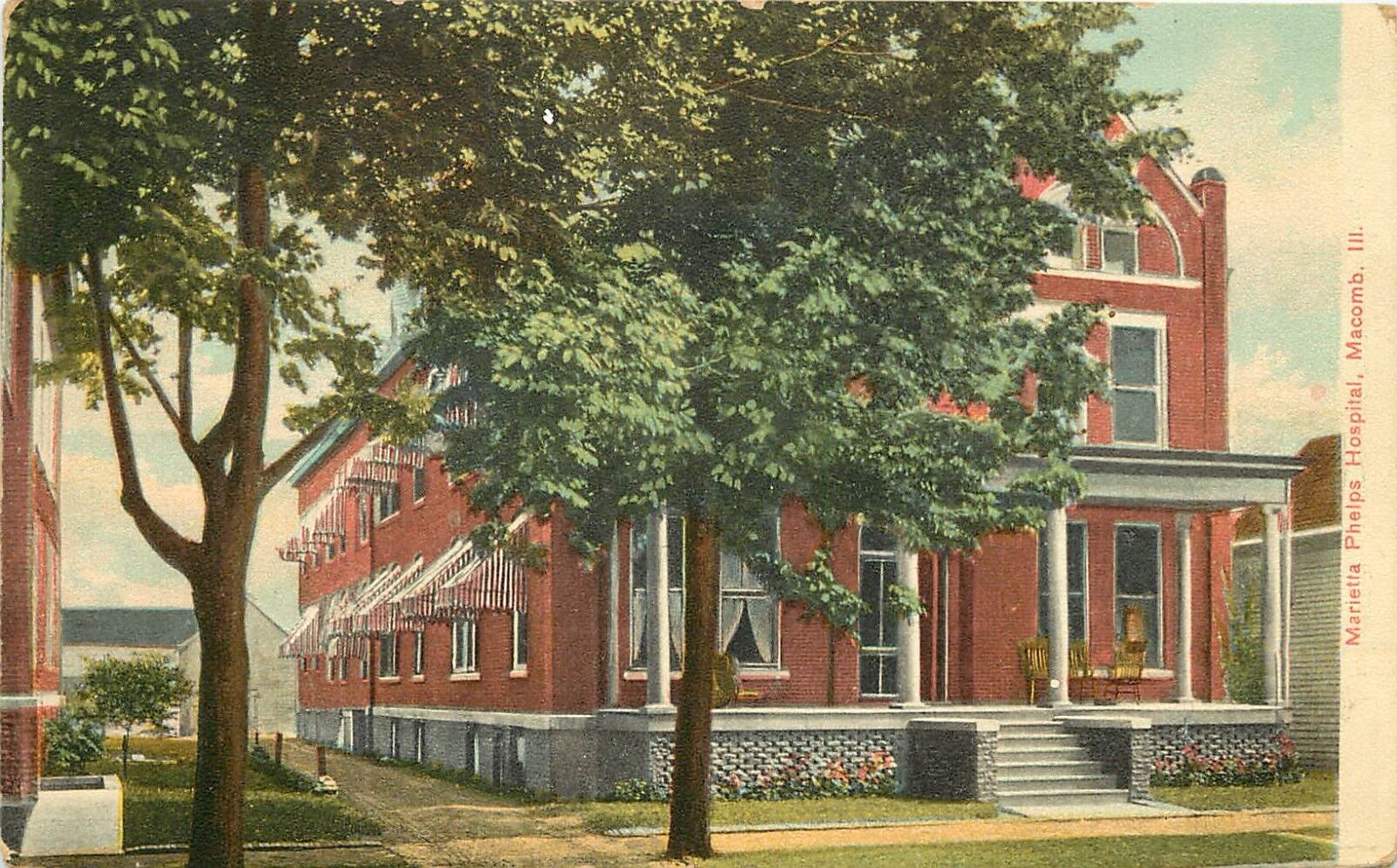 c1910 Postcard Marieta Phelps Hospital, Macomb IL McDonough County Posted