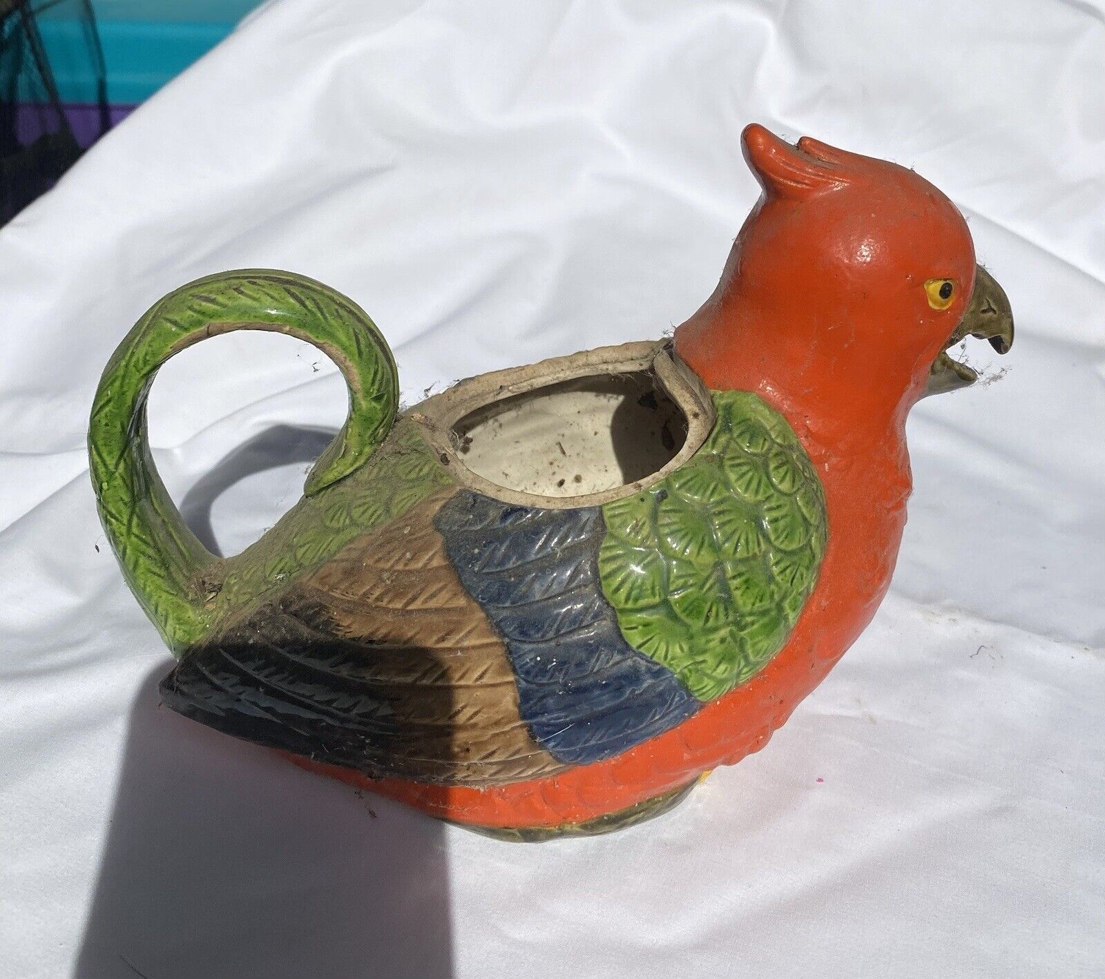 Vintage Parrot Teapot Planter 