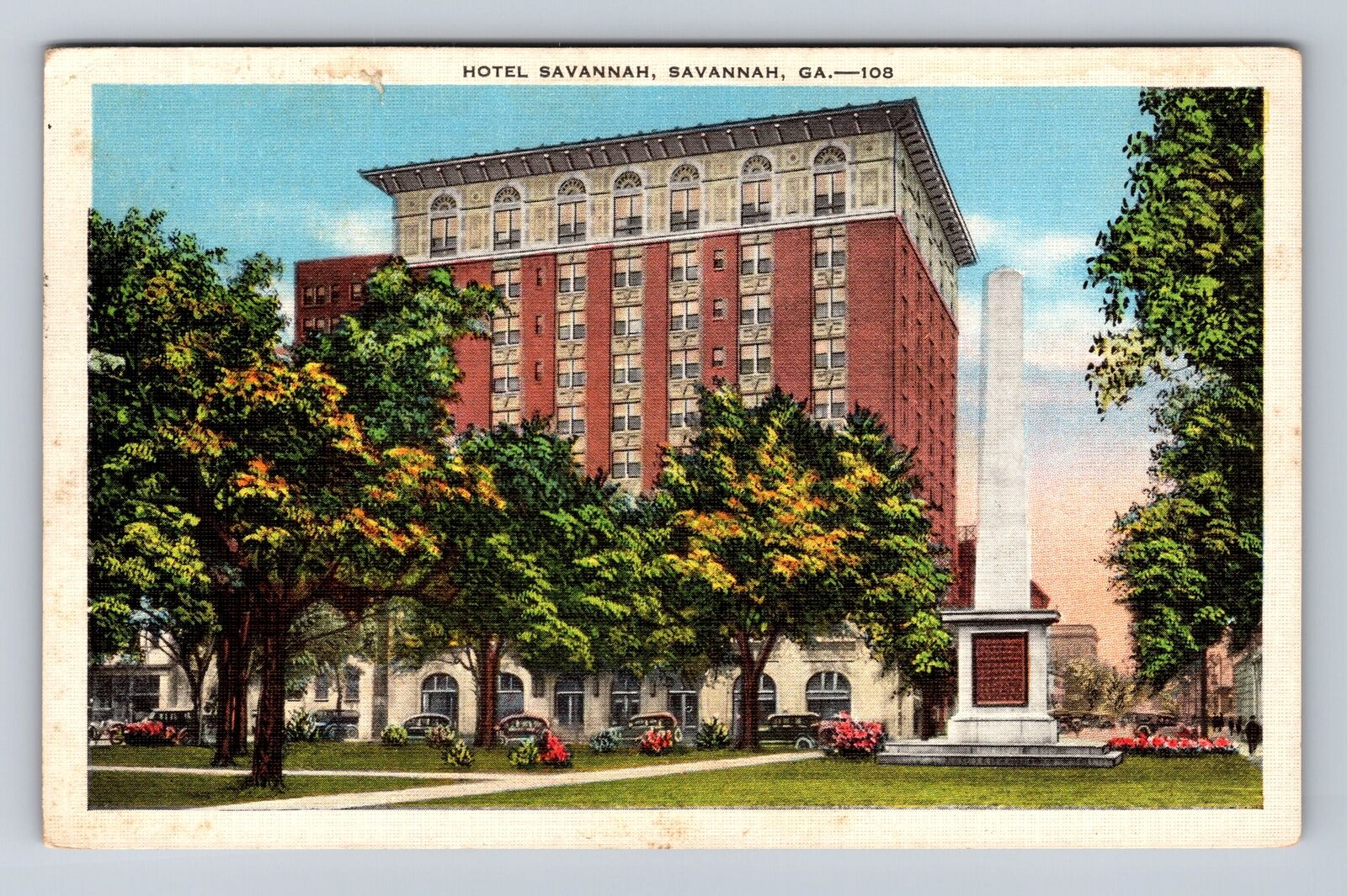 Savannah GA-Georgia, Hotel Savannah, Advertising, Antique Vintage c1936 Postcard