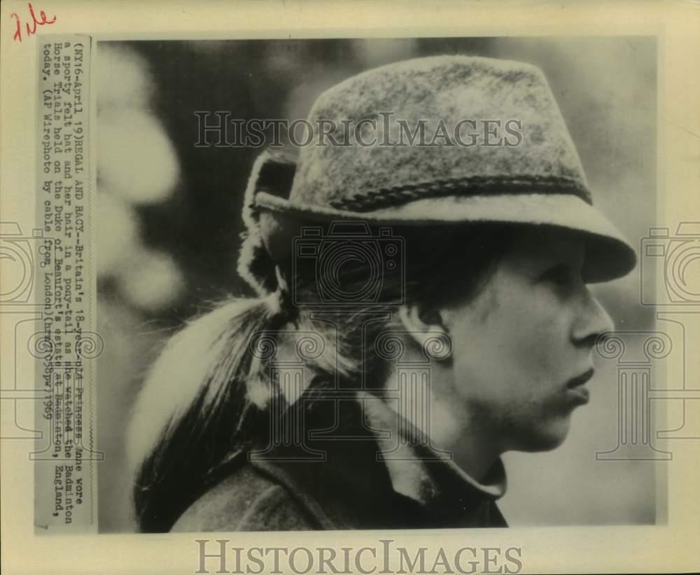 1969 Press Photo Princess Anne watches the Badminton Horse Trials in England